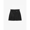 Prada Womens Black Re-nylon Pleated Logo-plaque Woven Mini Skirt In Black