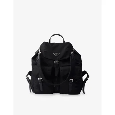 Prada Womens Black Re Nylon Woven Backpack