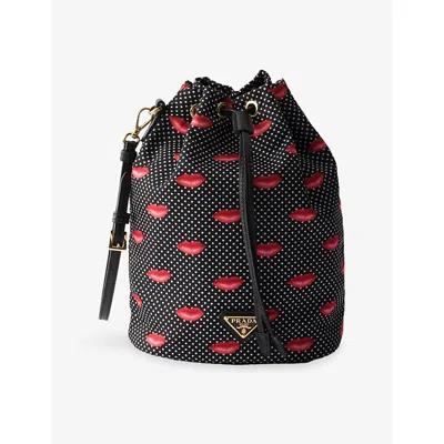 Prada Womens  Re-nylon Woven Pouch In Black