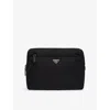 Prada Womens Black Re-nylon Large Woven Travel Pouch In Black