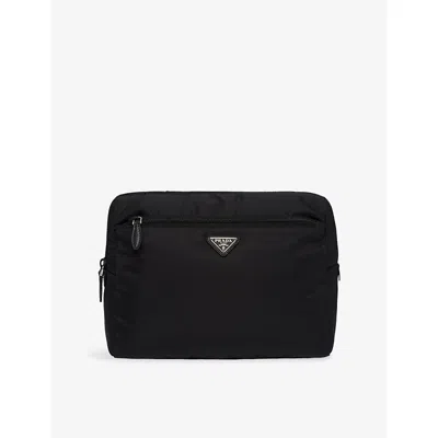 Prada Womens Black Re-nylon Large Woven Travel Pouch