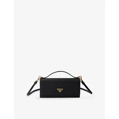 Prada Womens  Saffiano Shoulder-strap Leather Wallet In Black