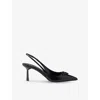Prada Leather Pumps Glossy Finish Kitten Heel Pointed Toe In Black
