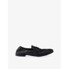 Prada Shuffle Antiqued Screen-printed-logo Loafers In Black