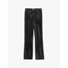 Prada Womens Black Straight-leg Branded-patch Corduroy Trousers In Black