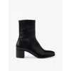 Prada 55mm Leather Zip-fastening Block-heel Boots In Black