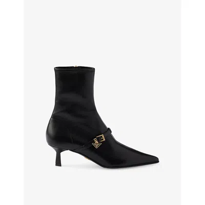 Prada Womens Black Stretch Nappa Leather Heeled Boots Eur 41 / 8 Uk