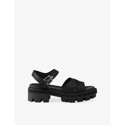 Prada Womens Black Tread-sole Leather Sandals Eur 38.5 / 5.5 Uk