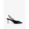 Prada Leather Pumps Glossy Finish Kitten Heel Pointed Toe In Black