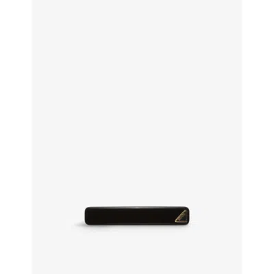 Prada Womens Black Triangle-logo Plexiglas Hair Clip