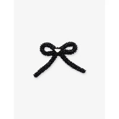 Prada Womens Black Triangle-plaque Crystal-embellished Metal Hair Clip