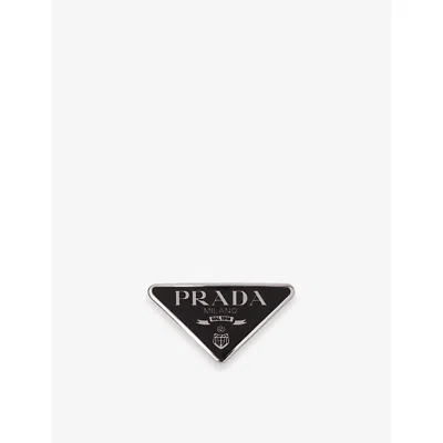 Prada Womens  Triangle-plaque Metal Brass Hair Clip