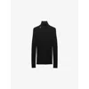 Prada Ribbed Logo Turtleneck Sweater In Black
