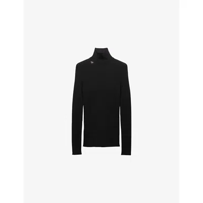 PRADA WOMENS BLACK TURTLENECK WOOL KNIT TOP
