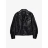 Prada Womens Black Vintage-treated Leather Biker Jacket In Black