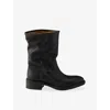 Prada Vintage-effect Leather Boots In Black