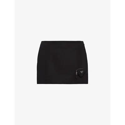 Prada Womens Black Zipped-pouch Re-nylon Mini Skirt