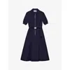 Prada Belted Midi Polo Dress With Half Zip Clothing In Blue