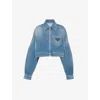 Prada Long-sleeved Zipper Denim Jacket In Blue