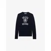 Prada Womens Blue Intarsia-logo Wool And Cashmere Jumper In Blue