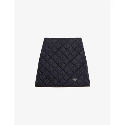 PRADA WOMENS BLUE LIGHTWEIGHT RE-NYLON MINI SKIRT
