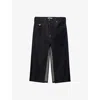 Prada Womens Blue Logo-badge Flared High-rise Selvedge-denim Midi Skirt In Blue