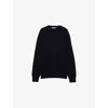 Prada Womens Blue Logo-pattern Wool And Cashmere-blend Jumper