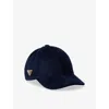 Prada Womens Blue Logo-plaque Corduroy Baseball Cap In Blue