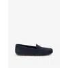 Prada Womens Blue Logo-plaque Suede Driving Loafers