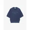 Prada Womens Blue Logo-print Short-sleeve Cotton-jersey Sweatshirt In Blue