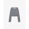 Prada Womens Blue Long-sleeve Striped Cotton-jersey T Shirt In Blue