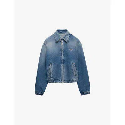 Prada Womens Blue Long-sleeve Denim Jacket