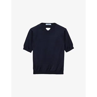Prada Oversized Wool Sweater In Blue