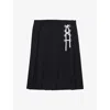 Prada Womens Blue Pleated Lace-up Stretch-cotton Midi Skirt