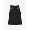 Prada Womens Blue Pleated Mohair And Wool-blend Midi Skirt In Black