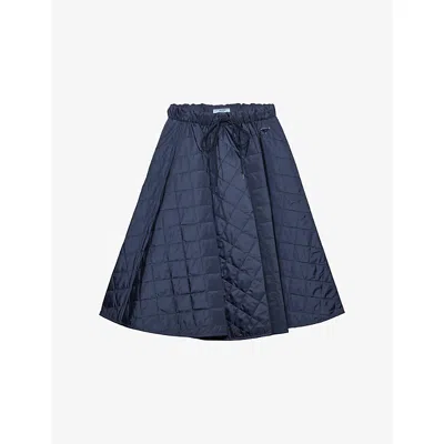 Prada Womens Blue Re Nylon Quilted Woven Midi Skirt