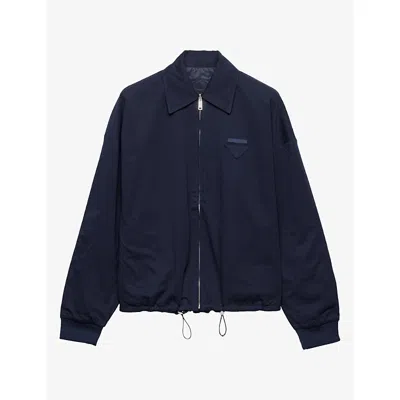 Prada Womens Blue Reversible Cotton-jersey Blouson Jacket