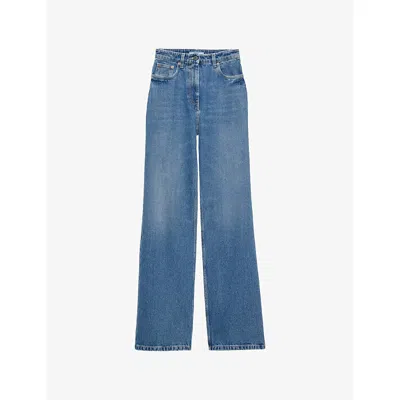 Prada Womens Blue Straight-leg Denim Jeans