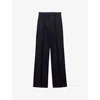 Prada Womens Blue Straight-leg High-rise Wool Trousers In Black