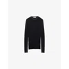 Prada Womens Blue Superfine Crew-neck Wool Knitted Jumper