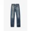Prada Womens Blue Tapered-leg Washed Denim Jeans In Blue