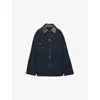 Prada Oversized Cotton Leather-trimmed Jacket In Blue