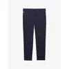 Prada Womens Blue Triangle-logo Slim-fit Wool Trousers In Blue