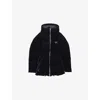 Prada Velvet Hooded Puffer Jacket In Blue