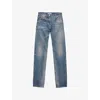Prada Womens Blue Vintage-wash Tapered Denim Jeans In Blue