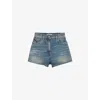 Prada Womens Blue Washed Regular-fit Denim Shorts In Blue
