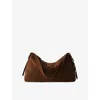Prada Womens  Aimée Large Suede Shoulder Bag In Brown