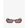 Prada Womens Brown B06s Rectangle-shape Acetate Sunglasses In Brown