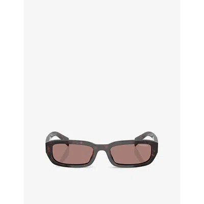 Prada Womens Brown B06s Rectangle-shape Acetate Sunglasses