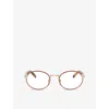 Prada Womens Brown B55v Oval-frame Metal Optical Glasses In Gold
